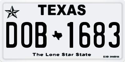TX license plate DOB1683