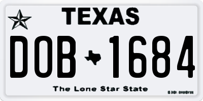 TX license plate DOB1684