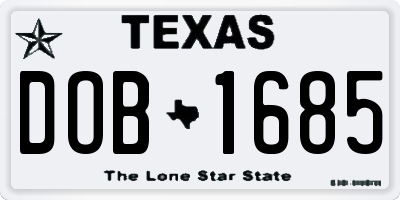 TX license plate DOB1685