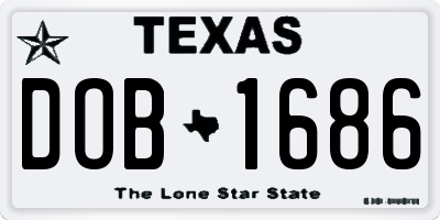 TX license plate DOB1686