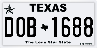 TX license plate DOB1688