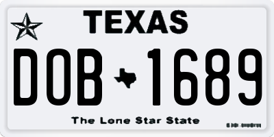 TX license plate DOB1689