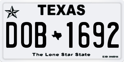TX license plate DOB1692