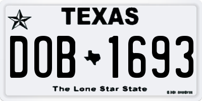TX license plate DOB1693