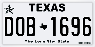 TX license plate DOB1696