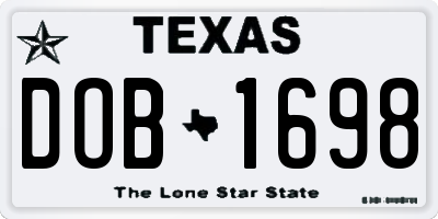 TX license plate DOB1698