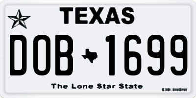 TX license plate DOB1699