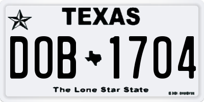 TX license plate DOB1704