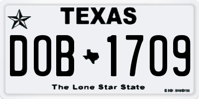TX license plate DOB1709