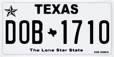 TX license plate DOB1710