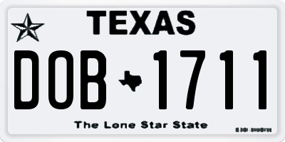 TX license plate DOB1711