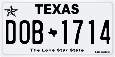 TX license plate DOB1714