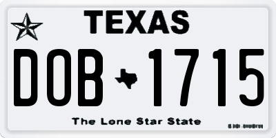 TX license plate DOB1715