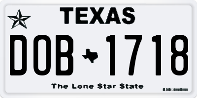 TX license plate DOB1718