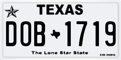 TX license plate DOB1719