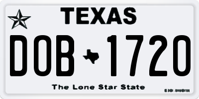 TX license plate DOB1720