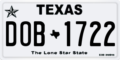TX license plate DOB1722