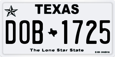 TX license plate DOB1725