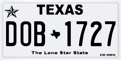 TX license plate DOB1727