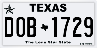 TX license plate DOB1729