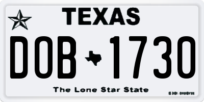 TX license plate DOB1730