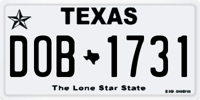 TX license plate DOB1731