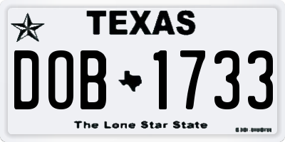 TX license plate DOB1733