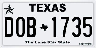 TX license plate DOB1735