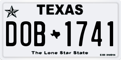 TX license plate DOB1741