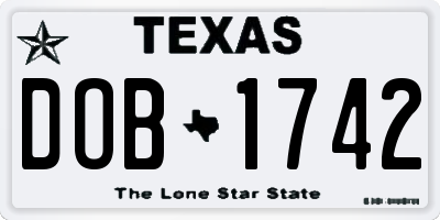 TX license plate DOB1742