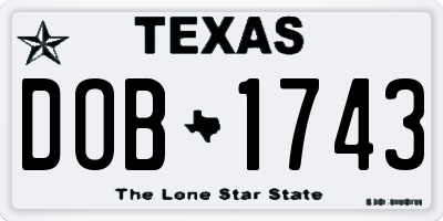 TX license plate DOB1743