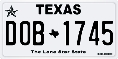 TX license plate DOB1745
