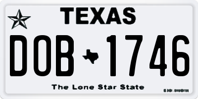 TX license plate DOB1746