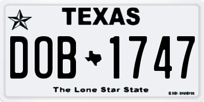 TX license plate DOB1747