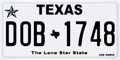 TX license plate DOB1748