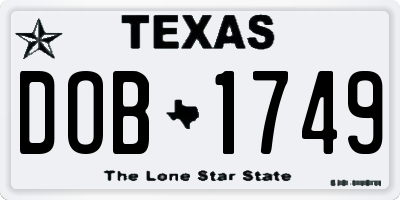 TX license plate DOB1749