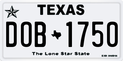TX license plate DOB1750