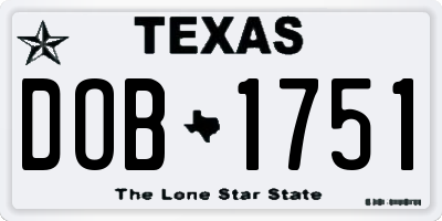 TX license plate DOB1751