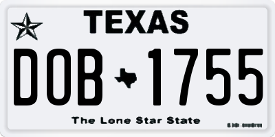 TX license plate DOB1755