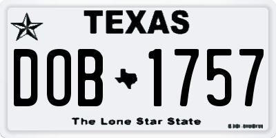 TX license plate DOB1757