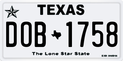 TX license plate DOB1758