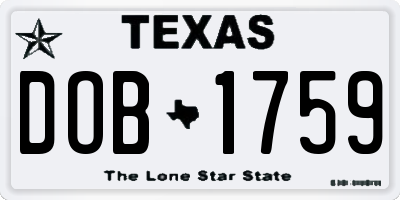 TX license plate DOB1759