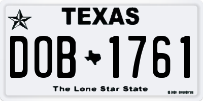 TX license plate DOB1761