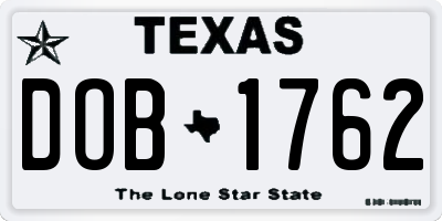 TX license plate DOB1762
