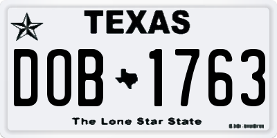 TX license plate DOB1763