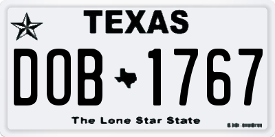 TX license plate DOB1767