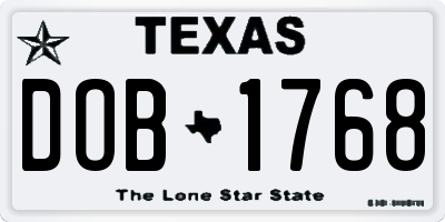 TX license plate DOB1768