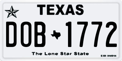 TX license plate DOB1772