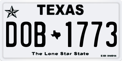 TX license plate DOB1773