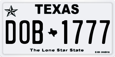 TX license plate DOB1777
